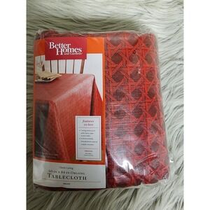 Better Homes and Gardens Red Sedona Vinyl Tablecloth 60" W x 84"  L Oblong NIP
